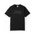 11 - Embroidered THREE FIFTEEN Multi Color Minimalist '75' Chest Logo T-Shirt – Garment-Dyed White Casual Tee