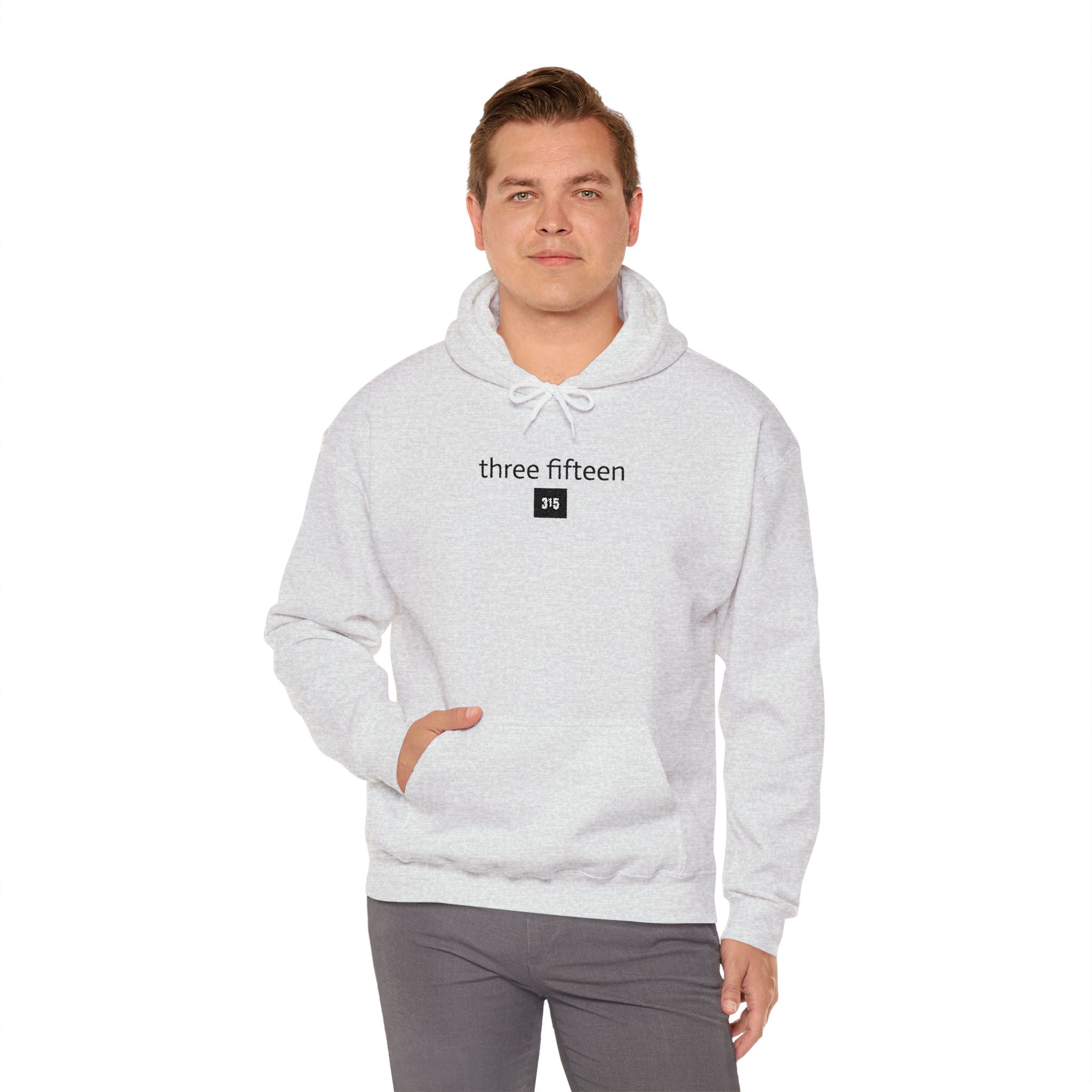 16 - 315 Square Embroidered Hoodie — Minimalist Distressed Graphic Sweatshirt