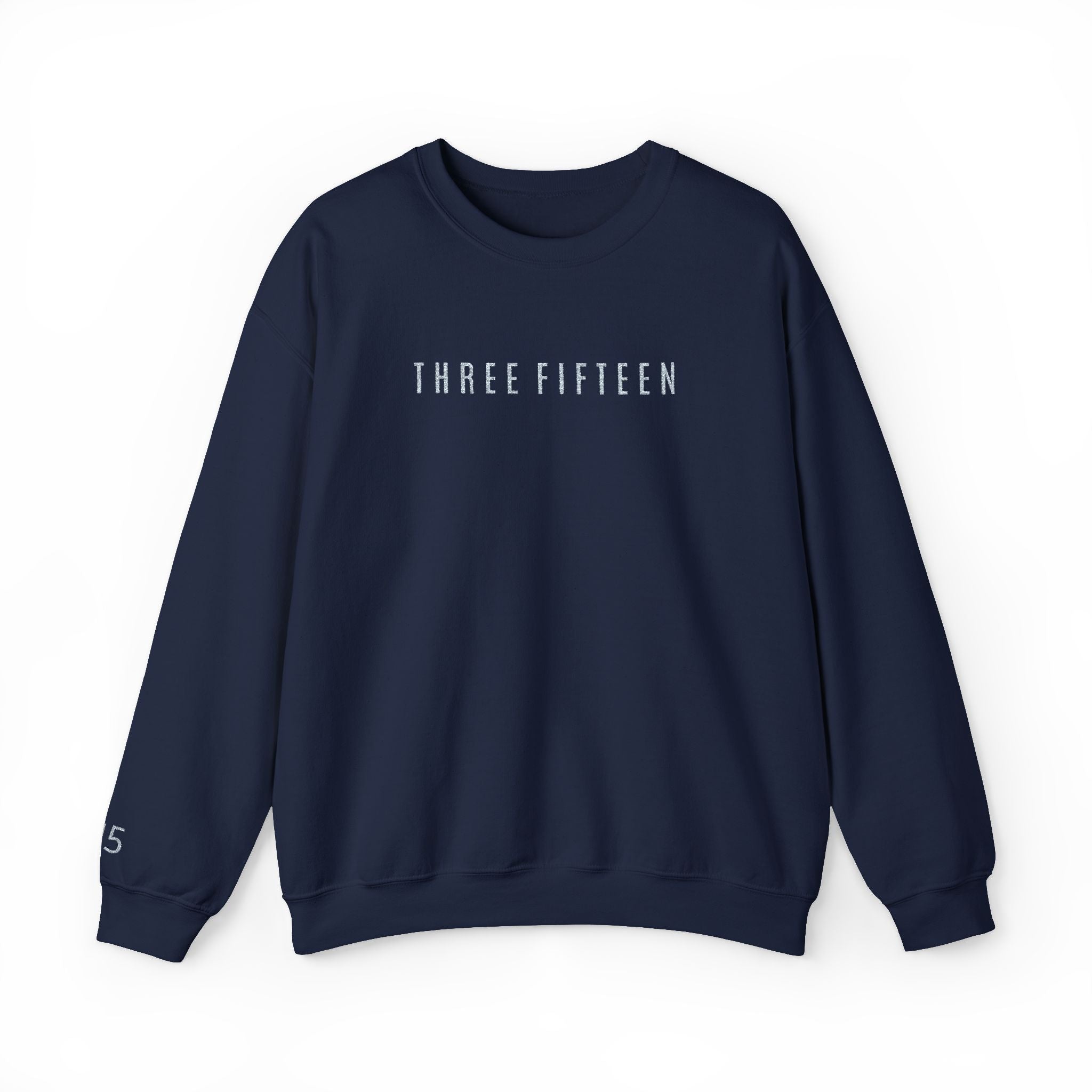 15 - Three Fifteen Embroidered Crewneck Sweatshirt — Minimal Graphic Pullover