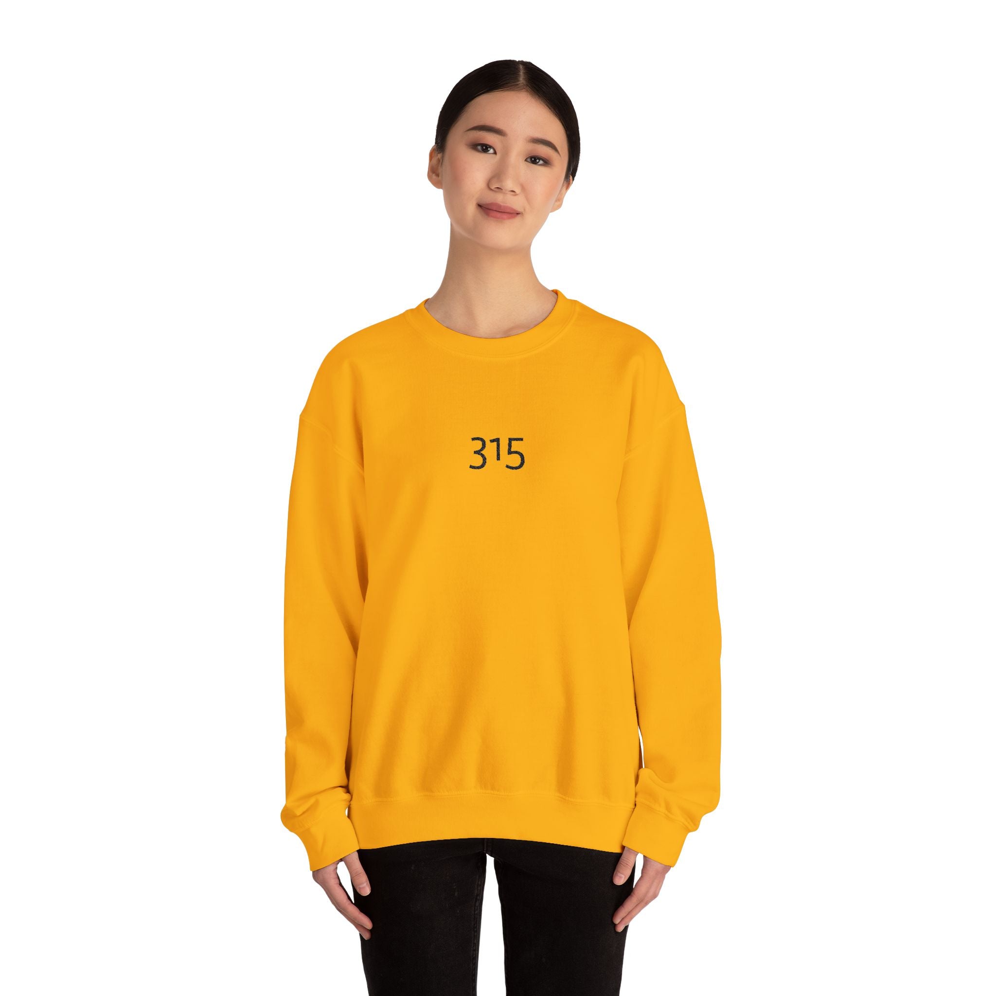 Minimal '315' Logo Crewneck Sweatshirt — White Casual Pullover