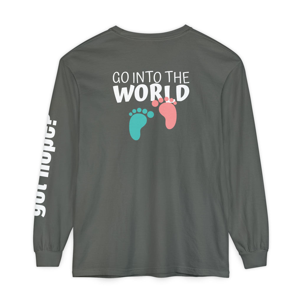 12 - Long sleeve tee 315 Go Into the WorldUnisex Long Sleeve T-Shirt - Inspirational Casual Wear