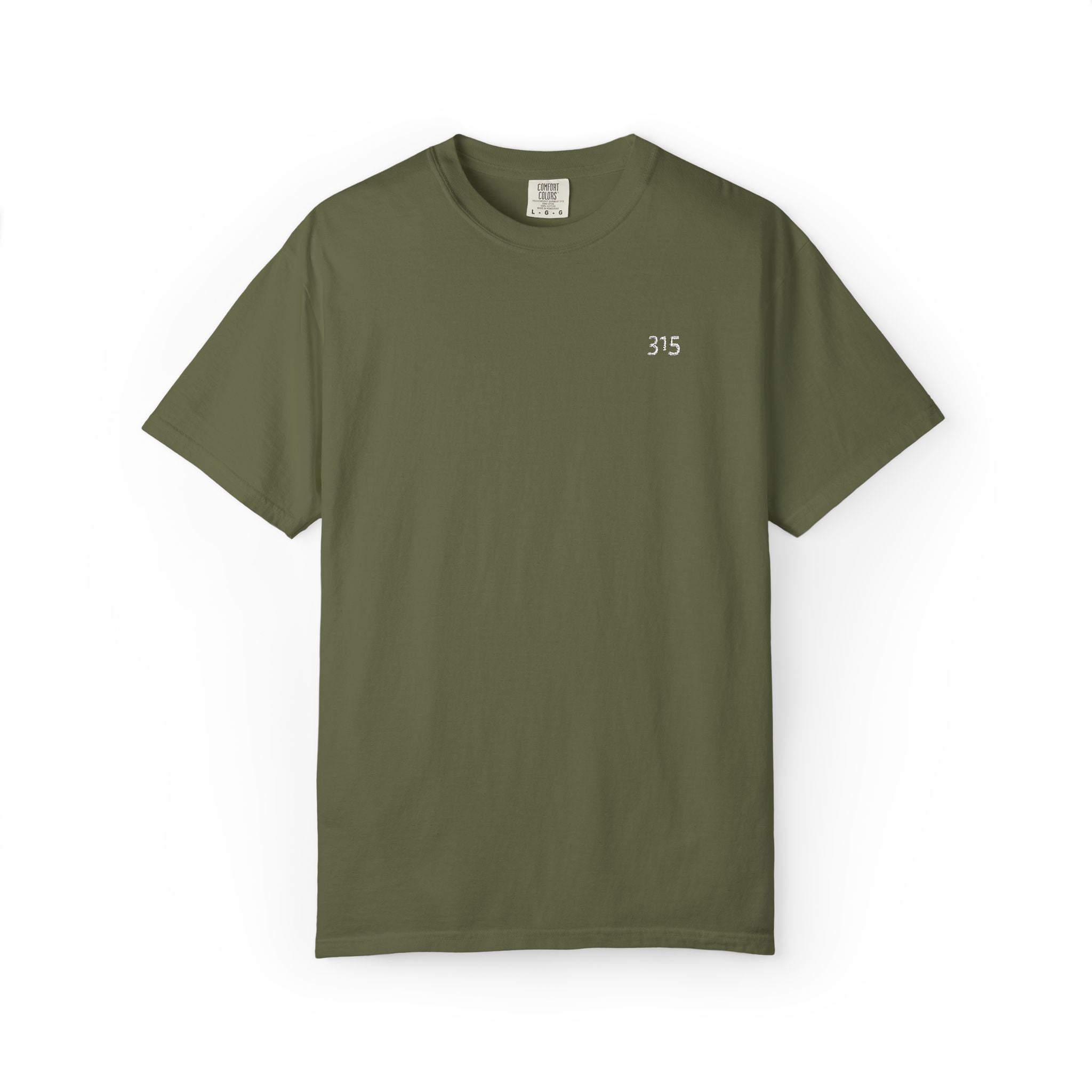 11 - Embroidered 315 Multi Color Minimalist '75' Chest Logo T-Shirt – Garment-Dyed White Casual Tee