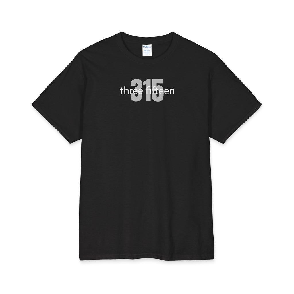 111 - Cotton Three Fifteen Bold 315 Graphic Tee — Minimal White Cotton T-Shirt