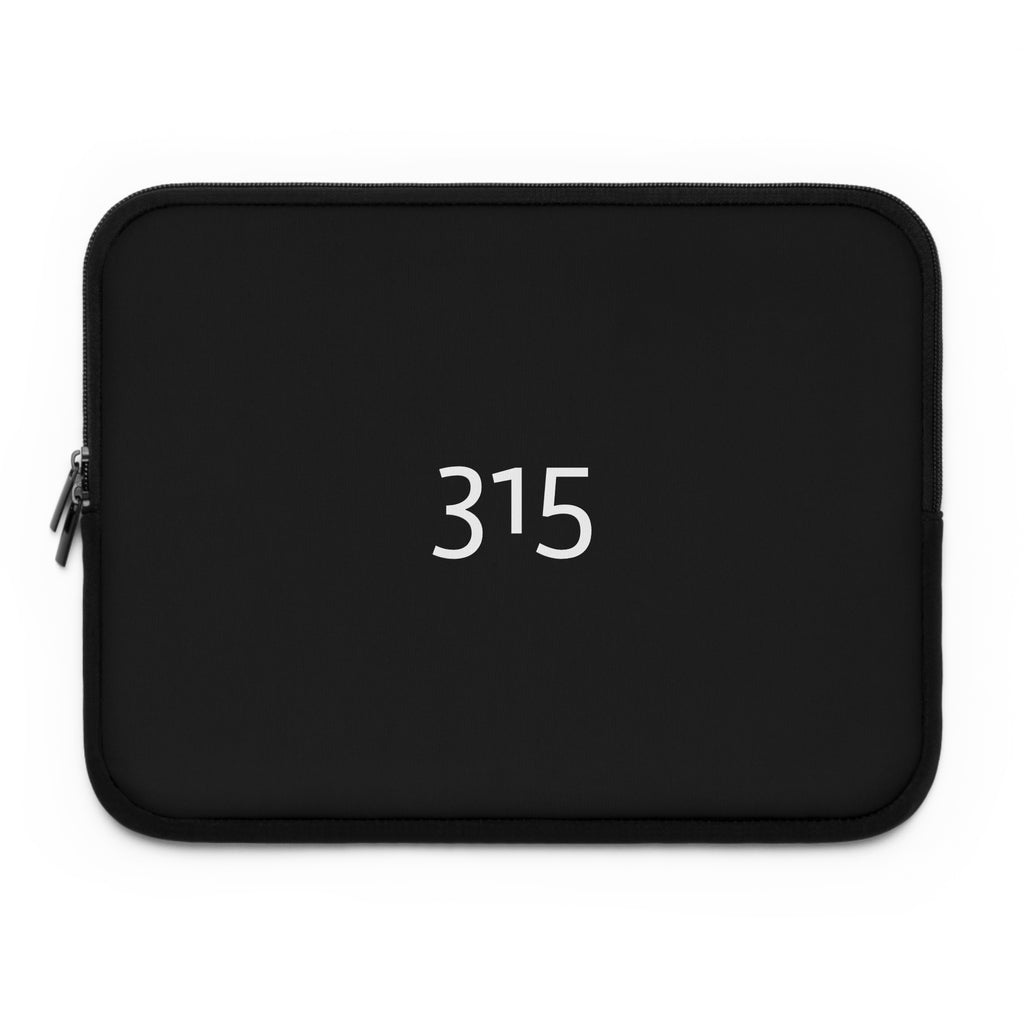 315 Minimalist Black Laptop Sleeve — Slim Protective Case with White Numeric Design