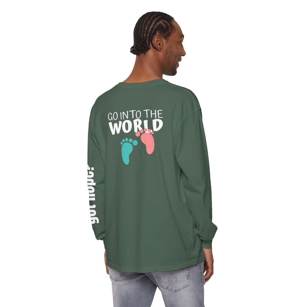 12 - Long sleeve tee 315 Go Into the WorldUnisex Long Sleeve T-Shirt - Inspirational Casual Wear