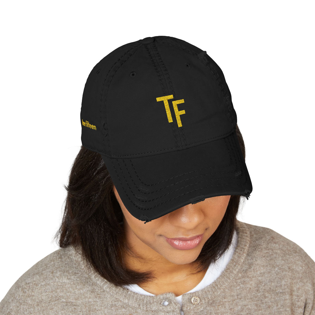 3 - Hat Distressed Embroidered TF Three Fifteen Dad Hat - Casual Chic Accessory