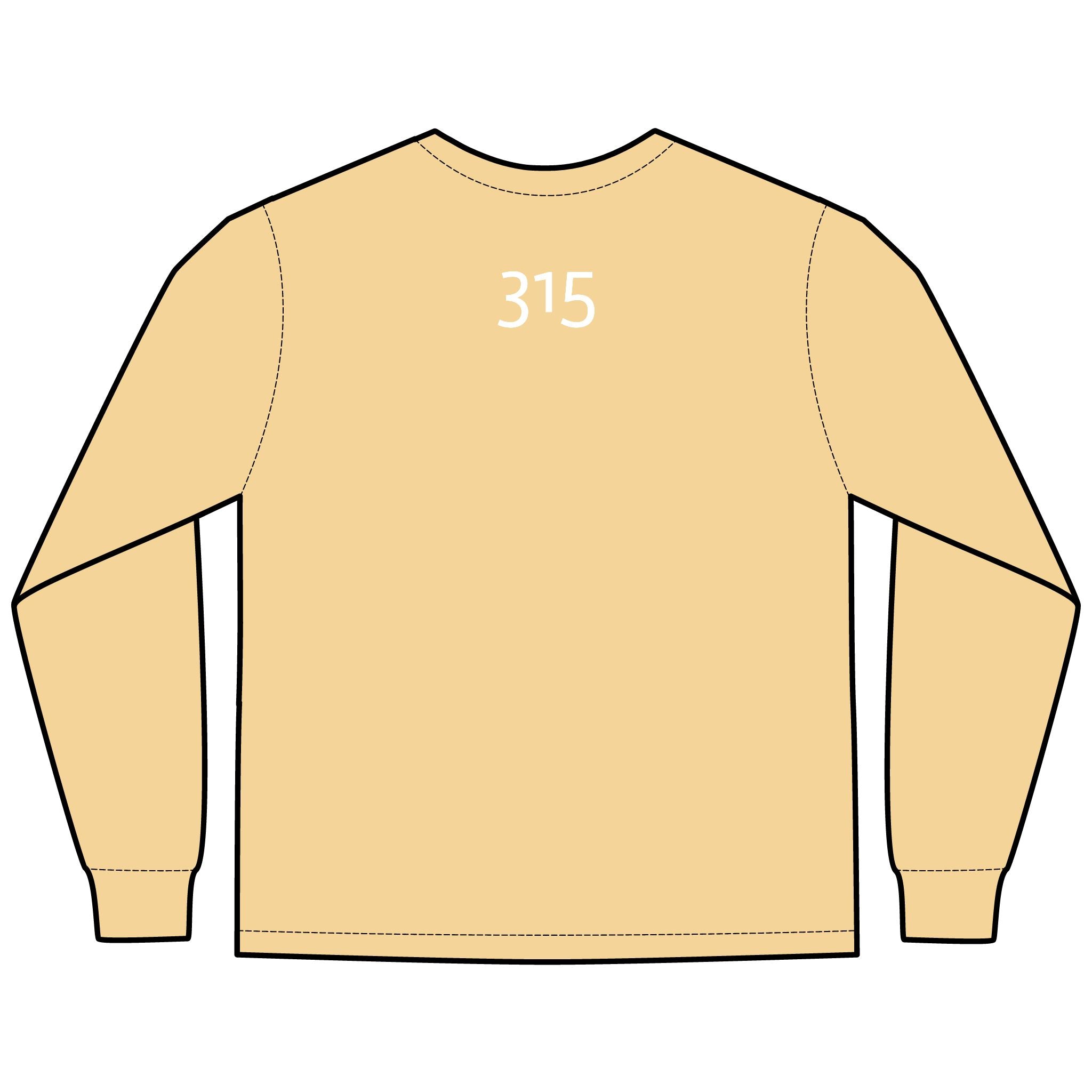 Multi Colors Hanes Garment-Dyed Long Sleeve T-Shirt with 315 Print