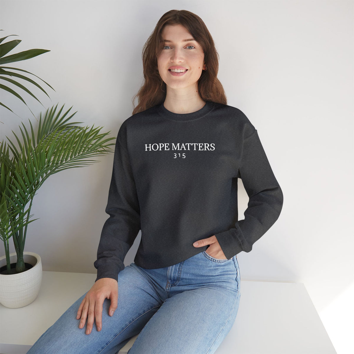 15 - Hope Matters 315 Multi Colors Embroidered - Unisex Heavy Blend™ Crewneck Sweatshirt
