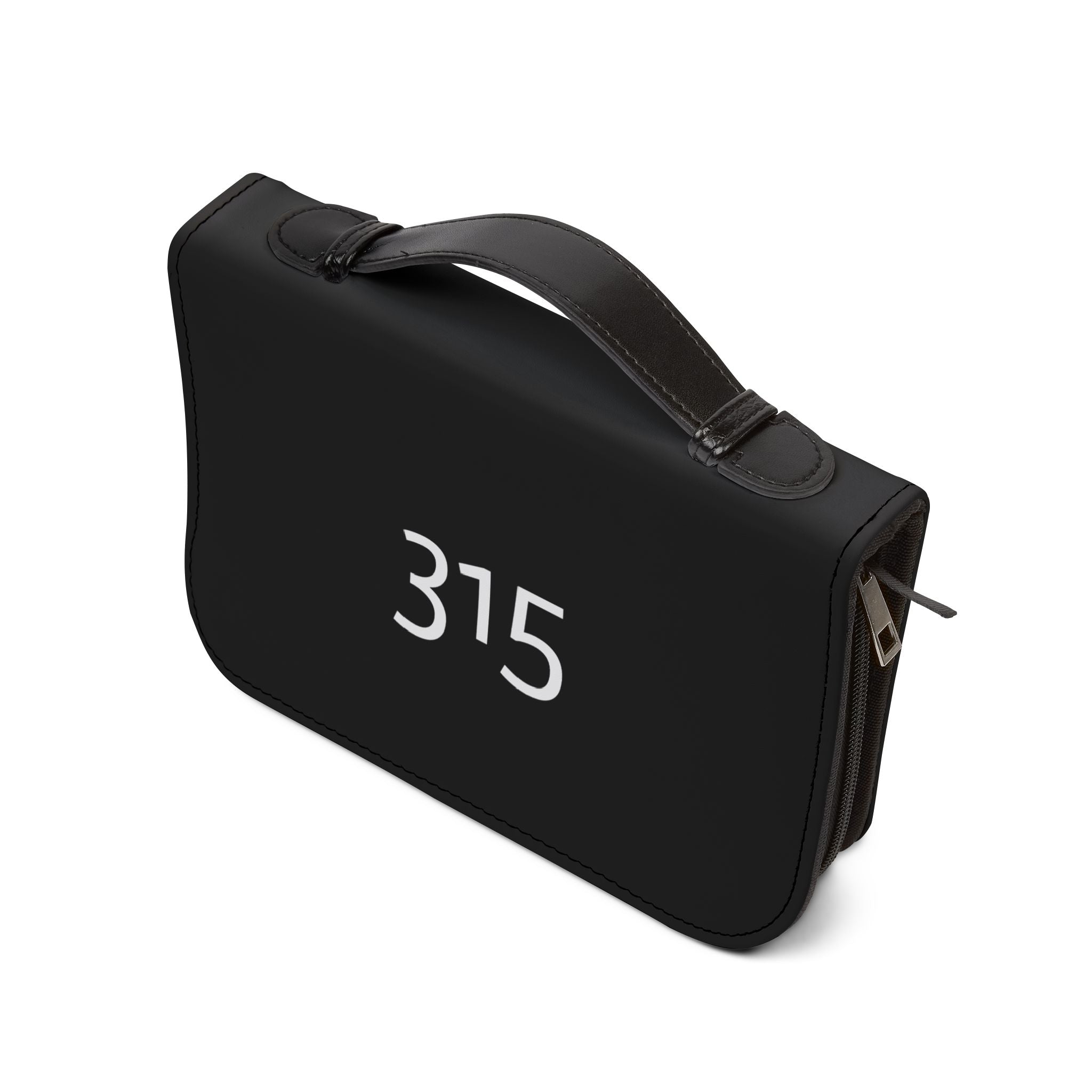 315 Bible Cover — Zippered Black Bible Case with Handle