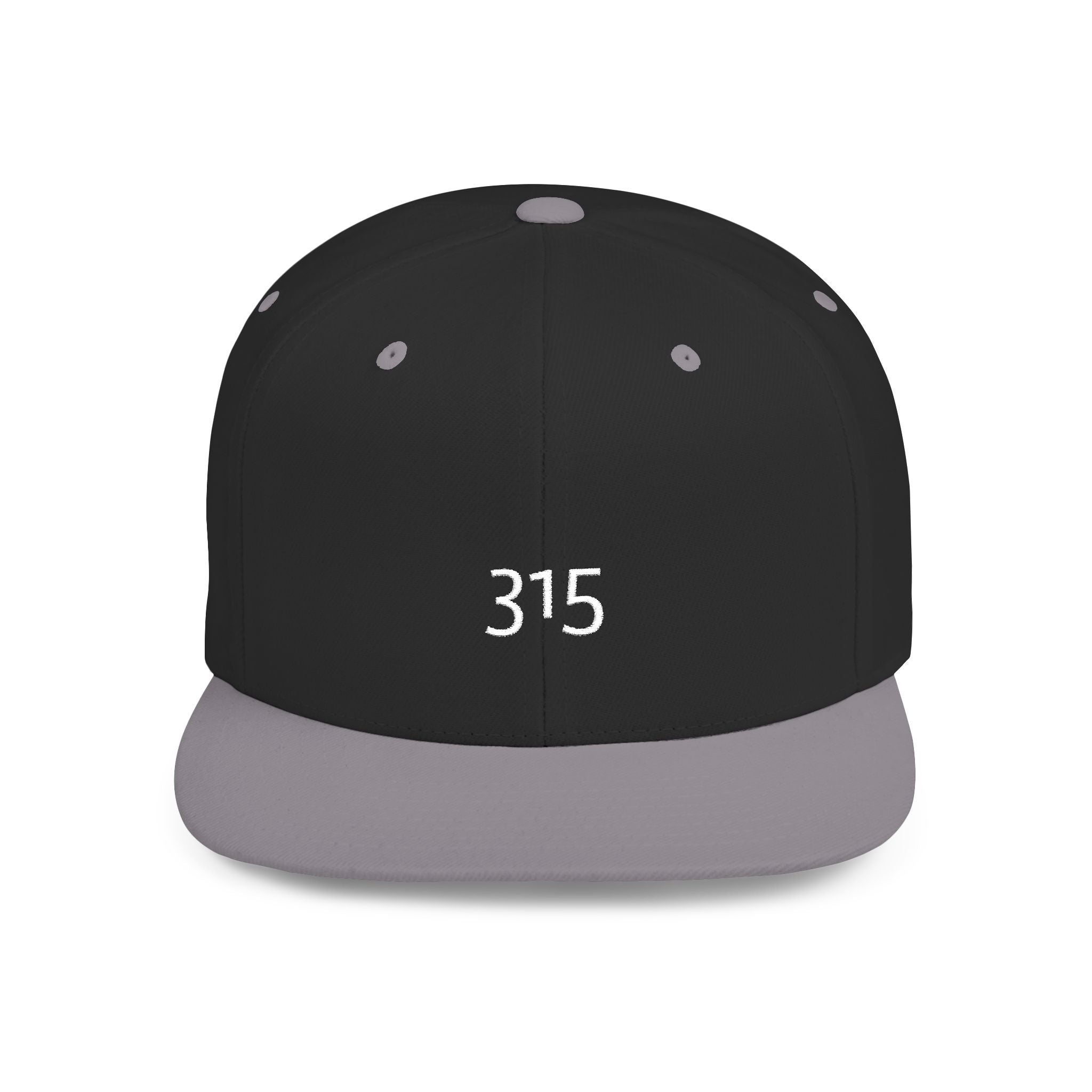 Custom White Flat Bill Snapback Hat with 315 Design
