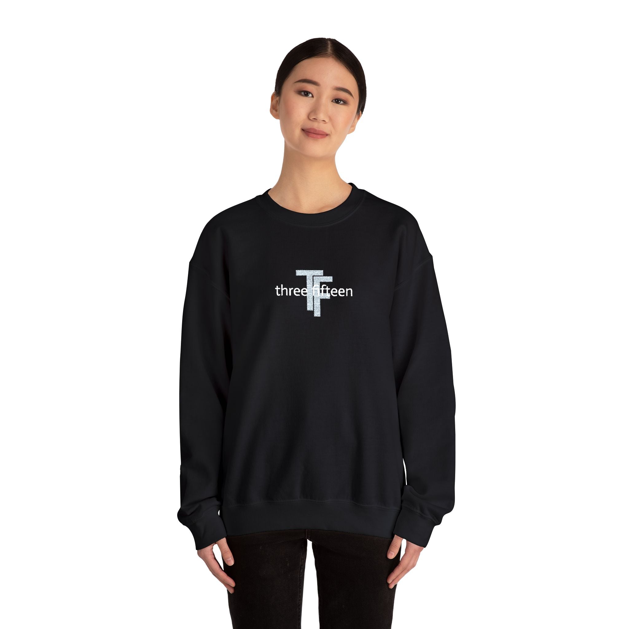 15 - TF Three Fifteen Embroidered Crewneck Sweatshirt — Minimal Graphic Pullover