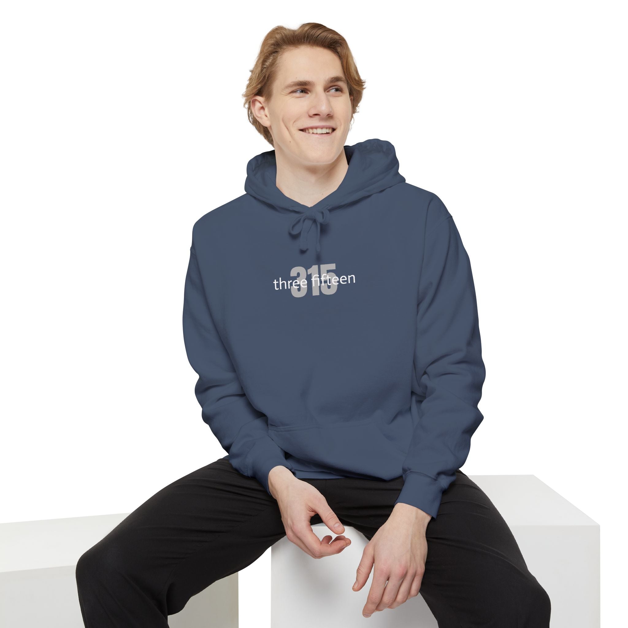 16 - Embroidered Multi Colors Comfort Colors Hoodie — 'three fifteen' 315 Minimal Number Graphic