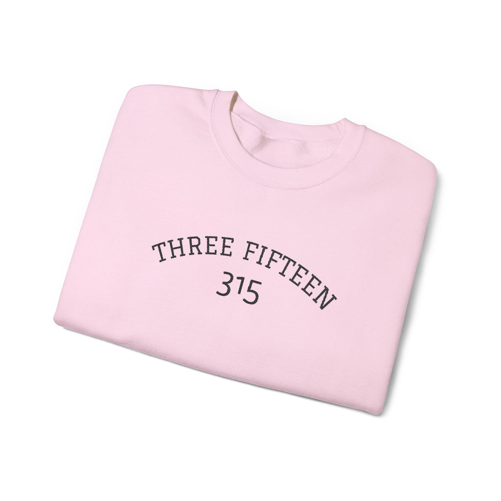 15 - Minimal '315' Embroidered Logo Crewneck Sweatshirt — White Casual Pullover