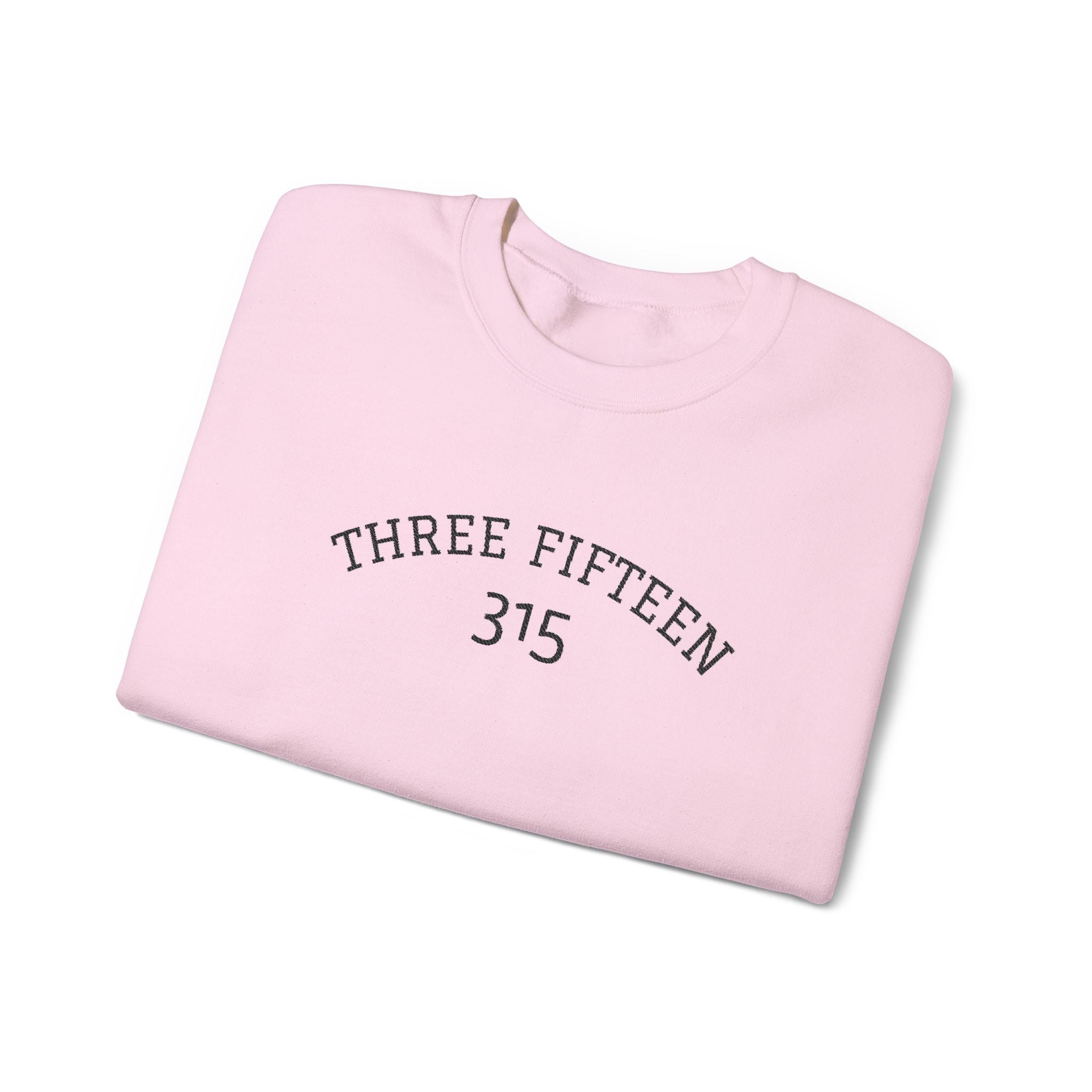 15 - Minimal '315' Embroidered Logo Crewneck Sweatshirt — White Casual Pullover