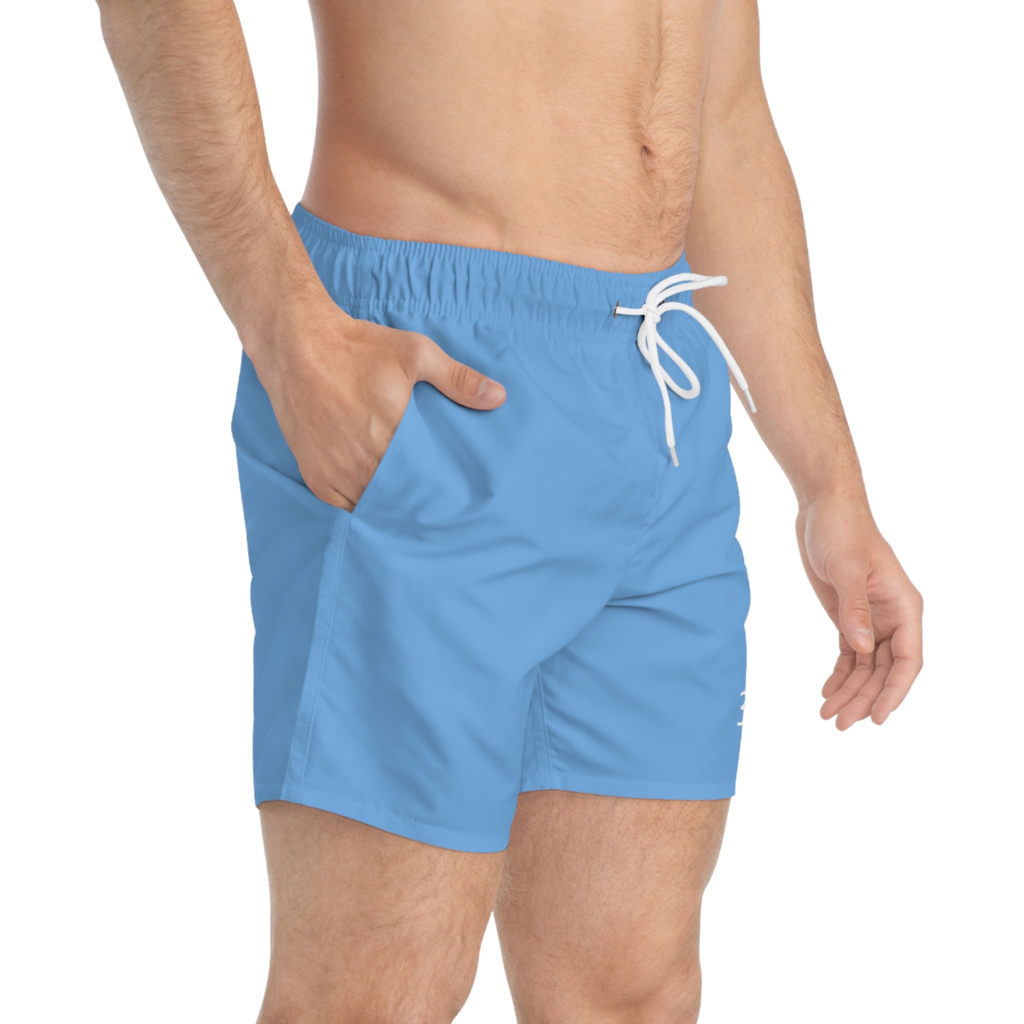 315 Swim Trunks — Light Blue All-Over-Print Beach Shorts
