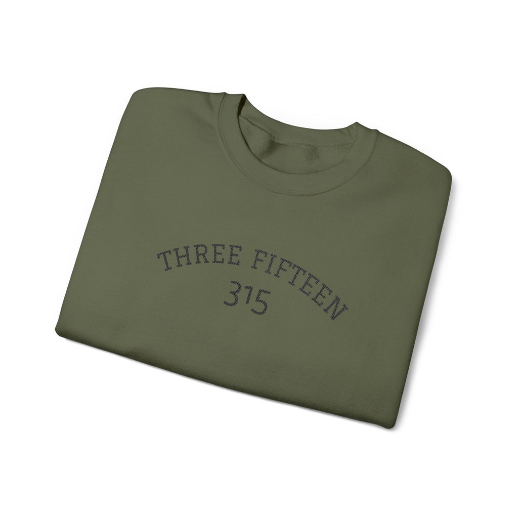15 - Minimal '315' Embroidered Logo Crewneck Sweatshirt — White Casual Pullover