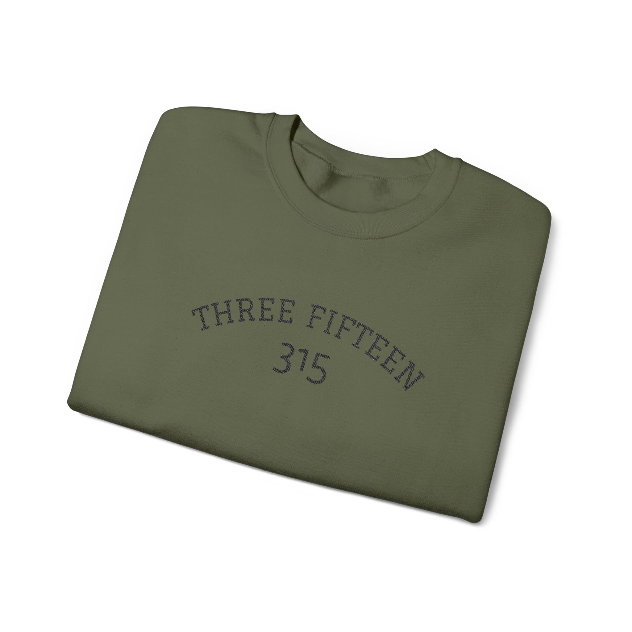 15 - Minimal '315' Embroidered Logo Crewneck Sweatshirt — White Casual Pullover