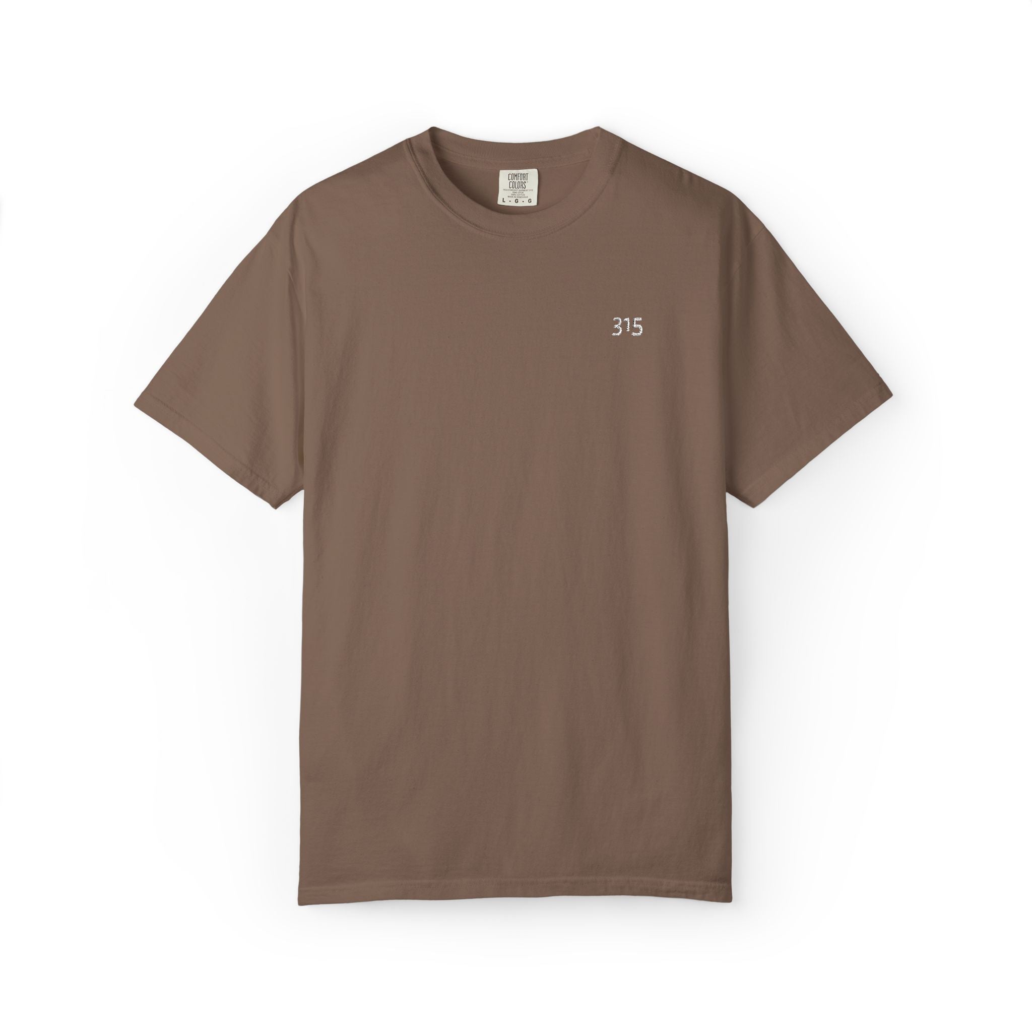 11 - Embroidered 315 Multi Color Minimalist '75' Chest Logo T-Shirt – Garment-Dyed White Casual Tee