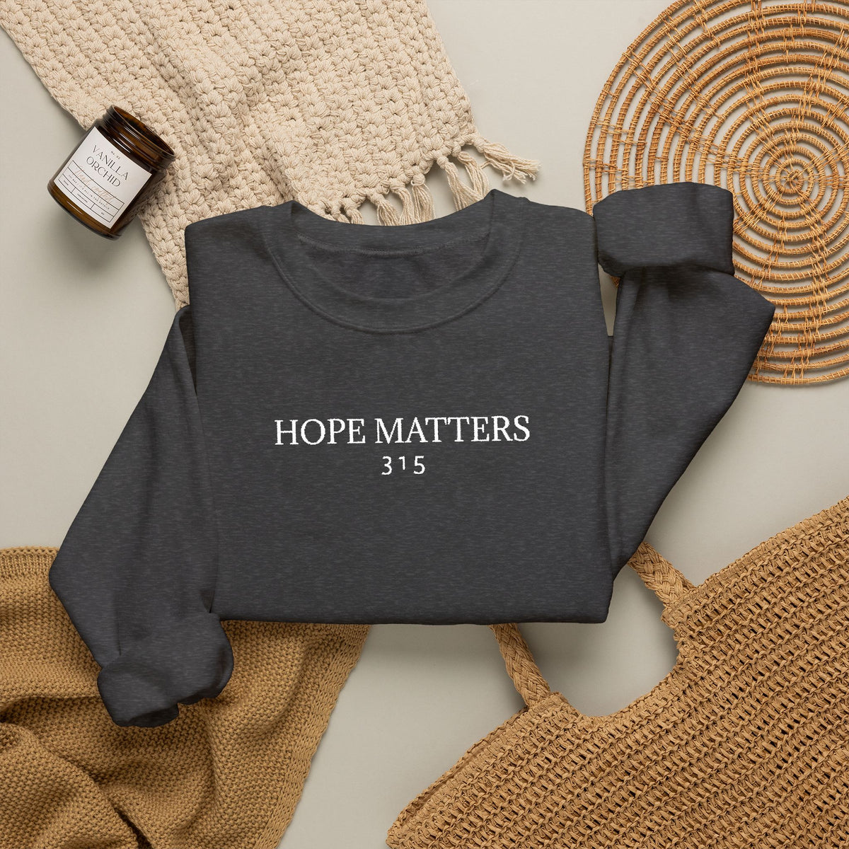 15 - Hope Matters 315 Multi Colors Embroidered - Unisex Heavy Blend™ Crewneck Sweatshirt