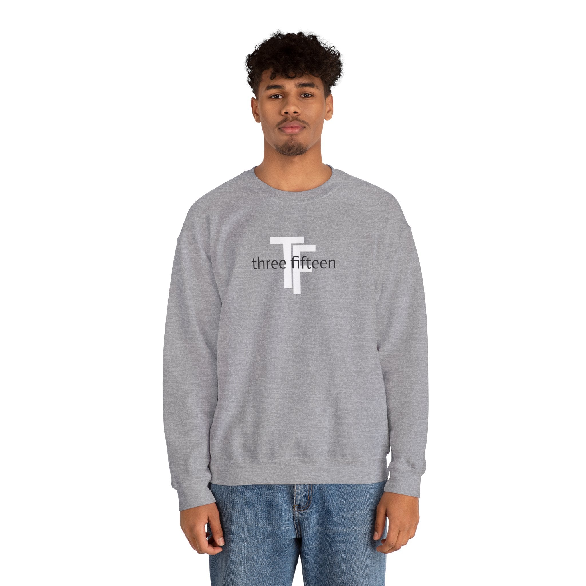 15 - Minimal TF three fifteen overlay Logo Sweatshirt — Casual Unisex Crewneck